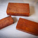 Antique hand-carved wooden boxes.