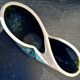 Tricolour vase, vintage seventies design, signed Elchinger, Vallauris.