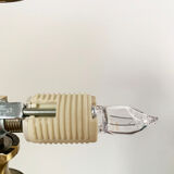 Glass and brass table lamp