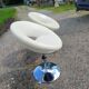 Pair of Vintage Chrome and Light Beige Skai Armchairs