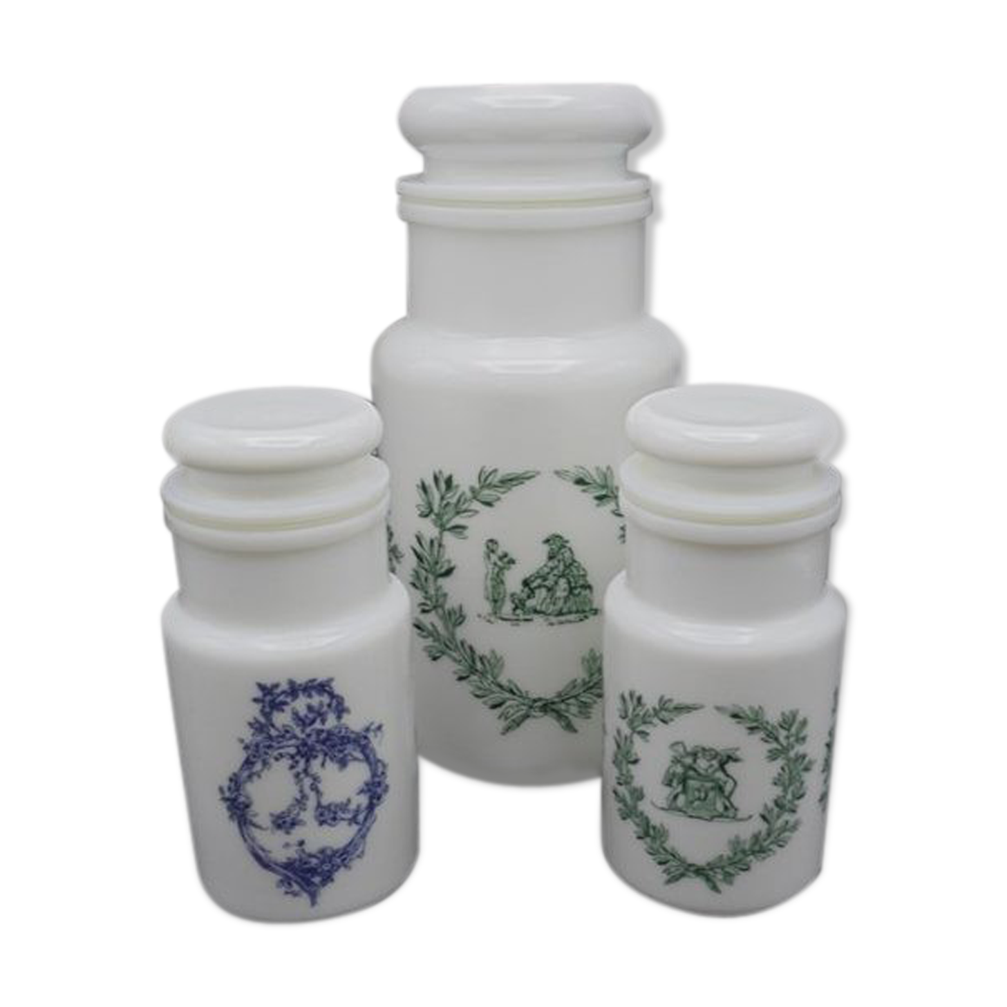 Set of 3 opal glass jars