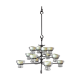 Skandinavien design twelve lights chandelier 1960's metal glass