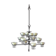Skandinavien design twelve lights chandelier 1960's metal glass