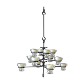 Skandinavien design twelve lights chandelier 1960's metal glass