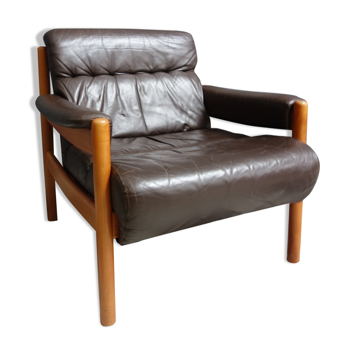 Brown Leather armchair 1970s