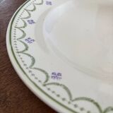 1900s Set of 6 vintage earthenware flat plates, Violetta model by Longwy