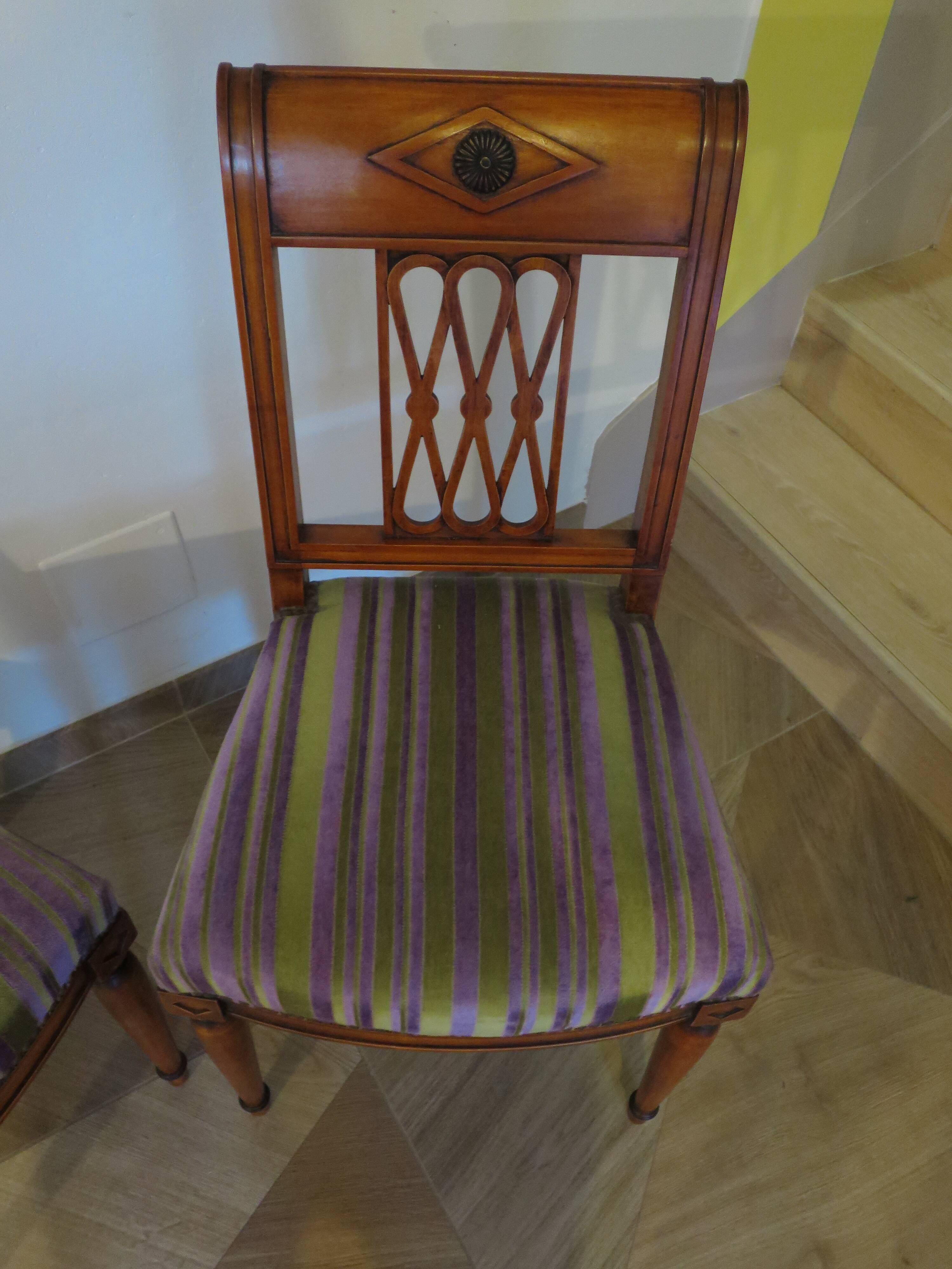 Set of 2 Purple and Green Tapestry Chairs - Cherry