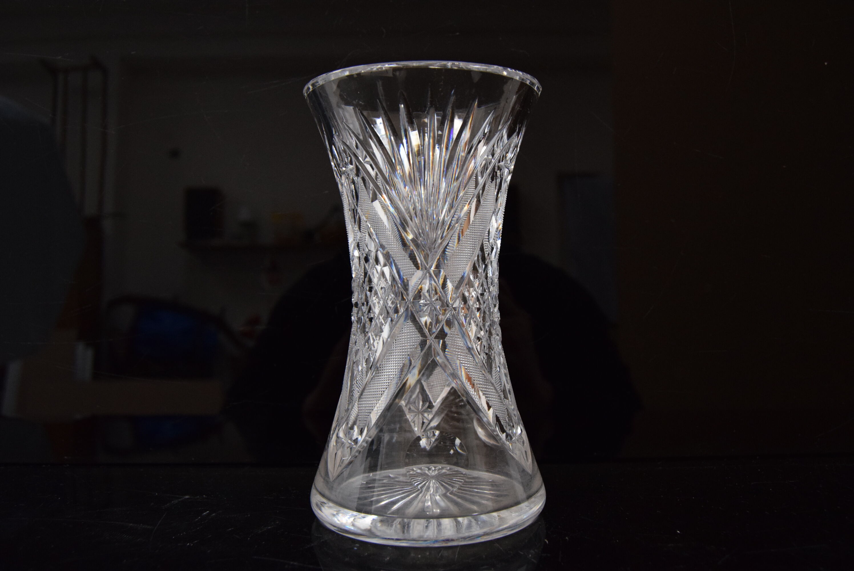 Vase Crystal Glass,Bohemia in the 1960's