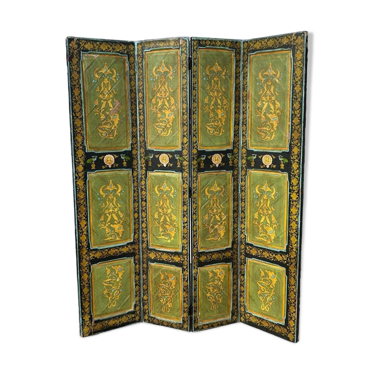 Painted Wooden Screen India 19th H 206 XL 171 Cm