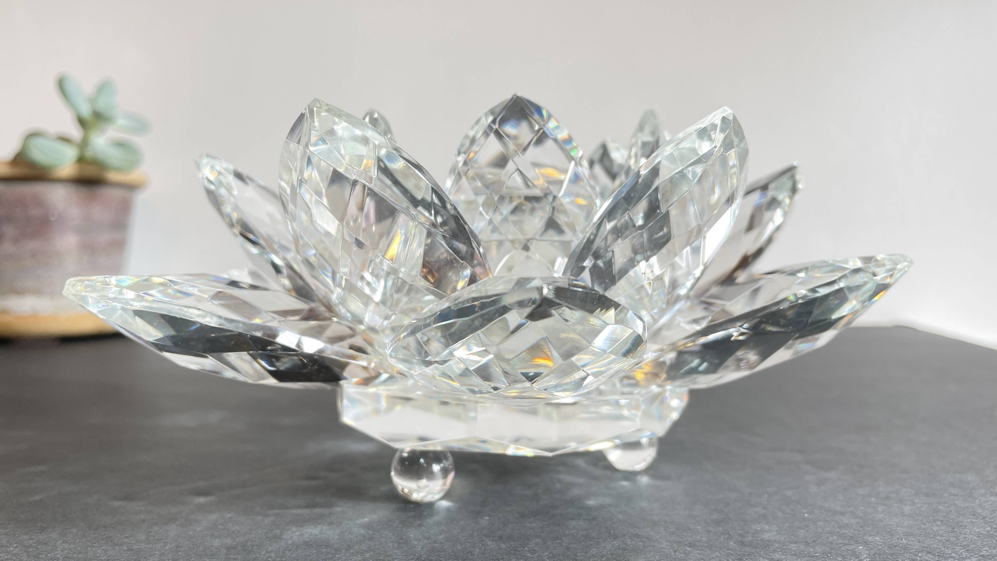 Crystal Flower Paperweight Sculpture