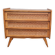 Commode vintage pied compas et rotin