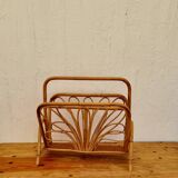 Porte-revues en rotin vintage