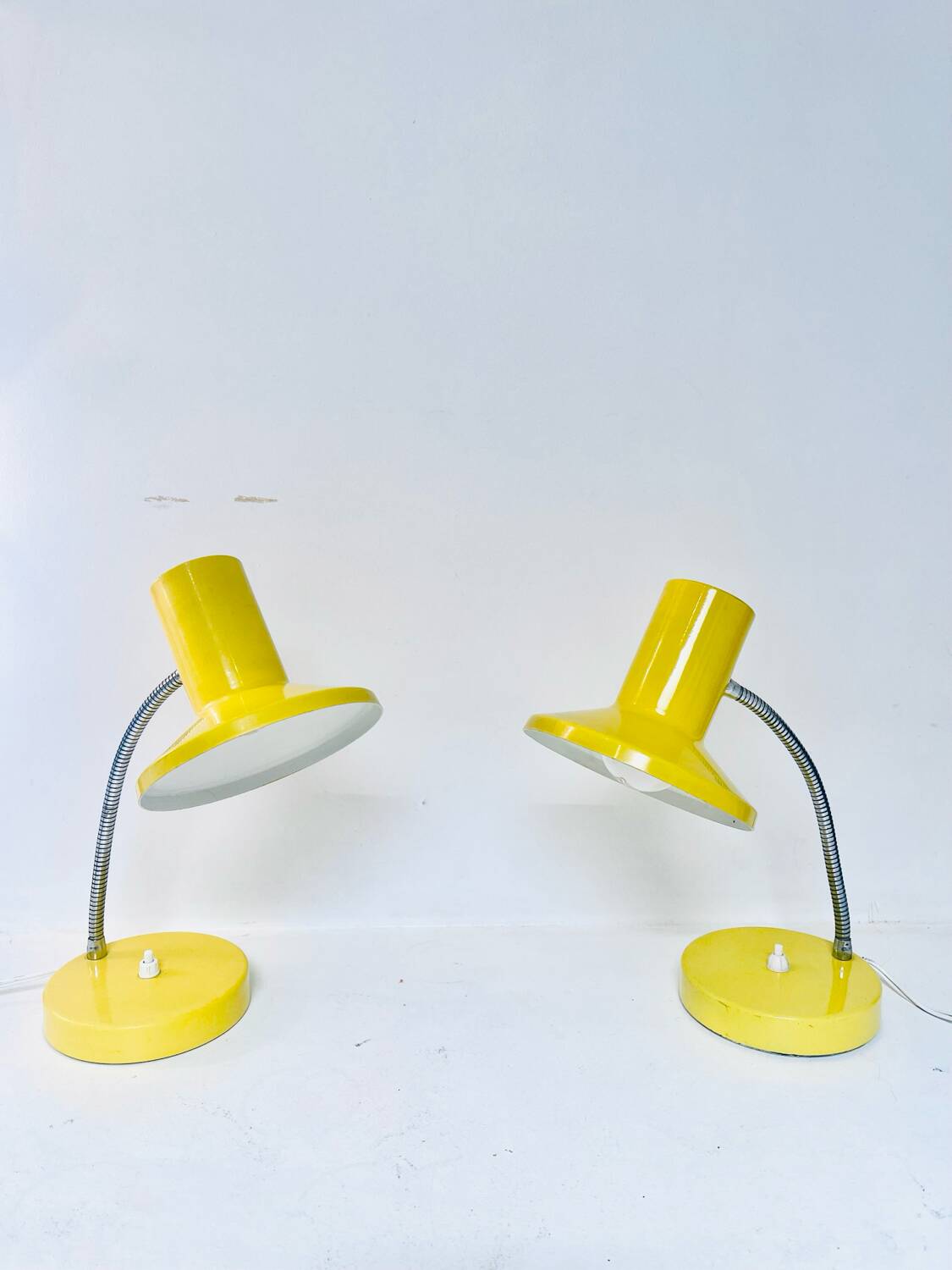 Pair of vintage yellow desk lamps, 1970s