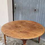 Rustic Burgundian farm table with old round shutters - 1m50