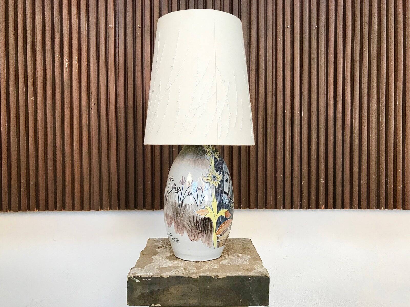 Swedish glazed ceramic table lamp by Marian Zawadzki for Tilgmans Keramik, 1957