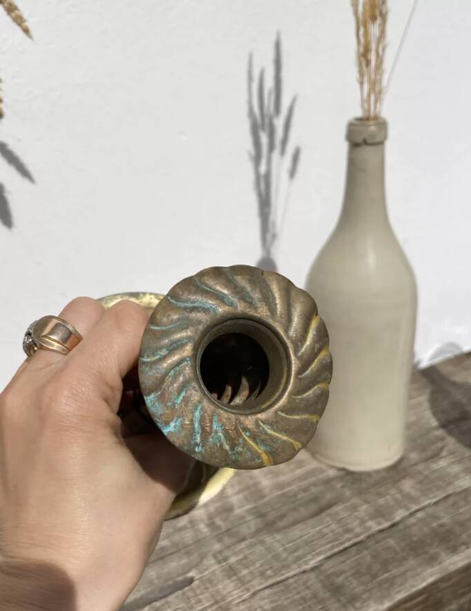 Berber twisted brass candle holder