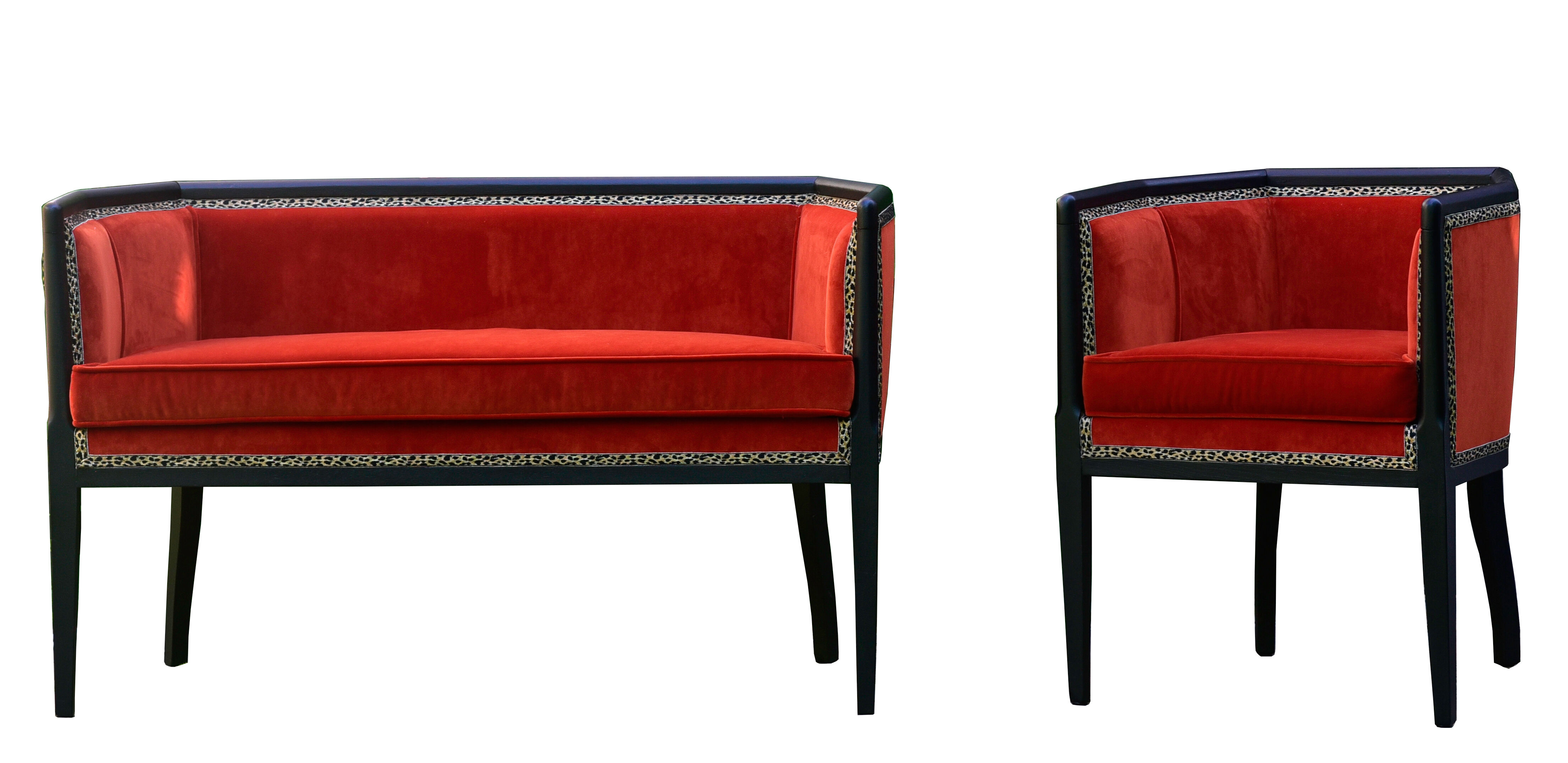 Orange art-deco sofa