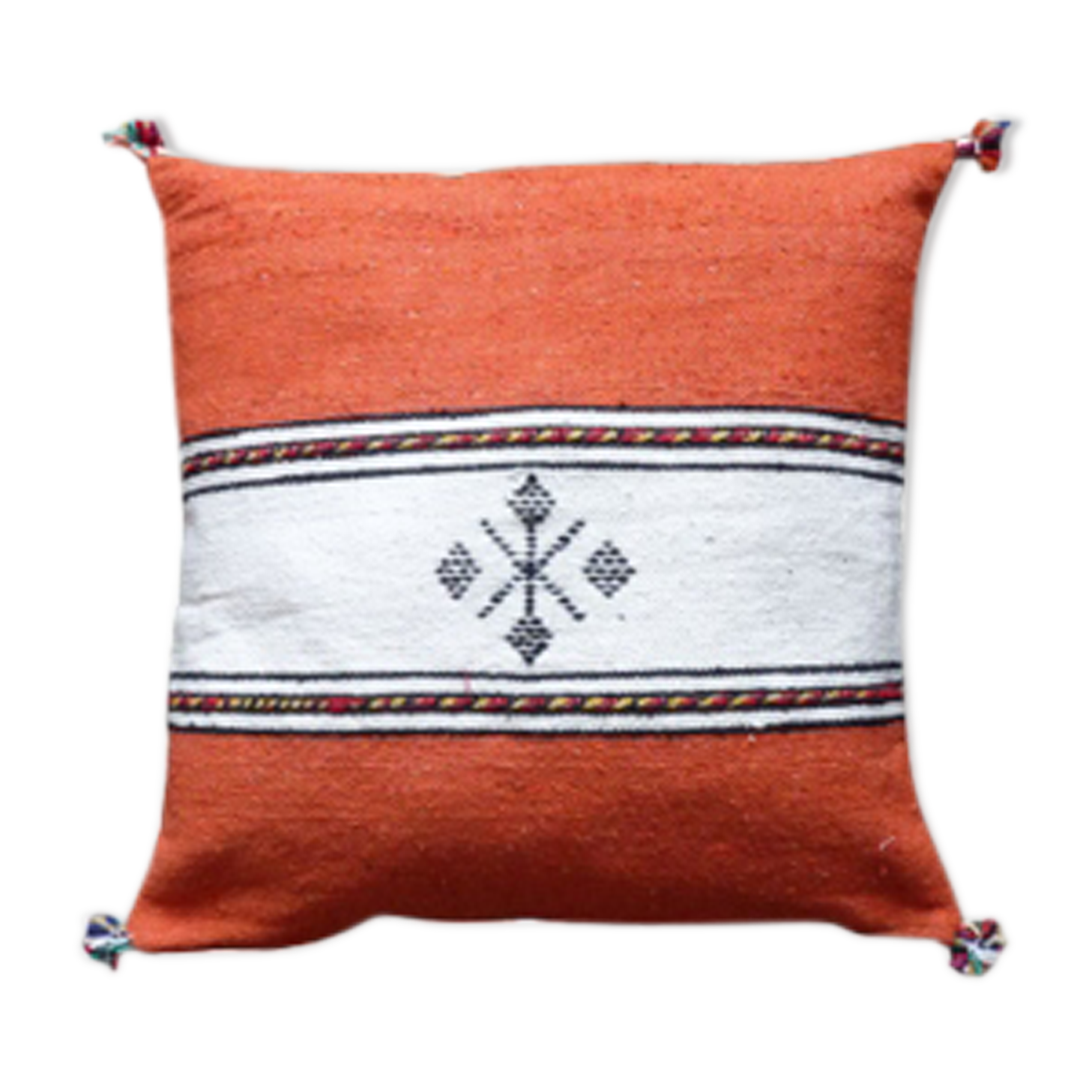 Moroccan berber cushion orange and white