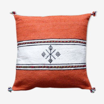 Coussin berbère marocain orange et blanc