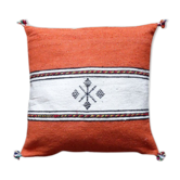 Moroccan Berber cushion in orange and white.