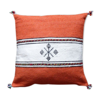 Coussin berbère marocain orange et blanc