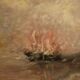 Italian seascape painting in impressionist-style from 20th century