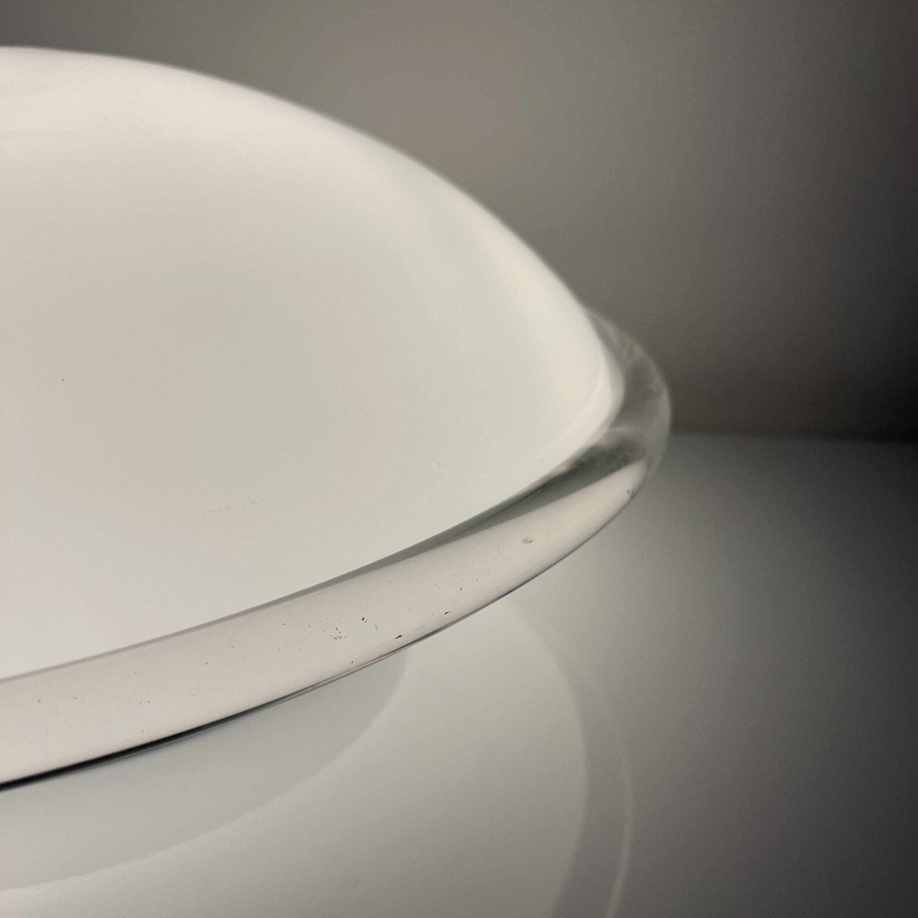 Vintage opal glass ceiling light Saturne Leucos 1970 Italy Diameter 39