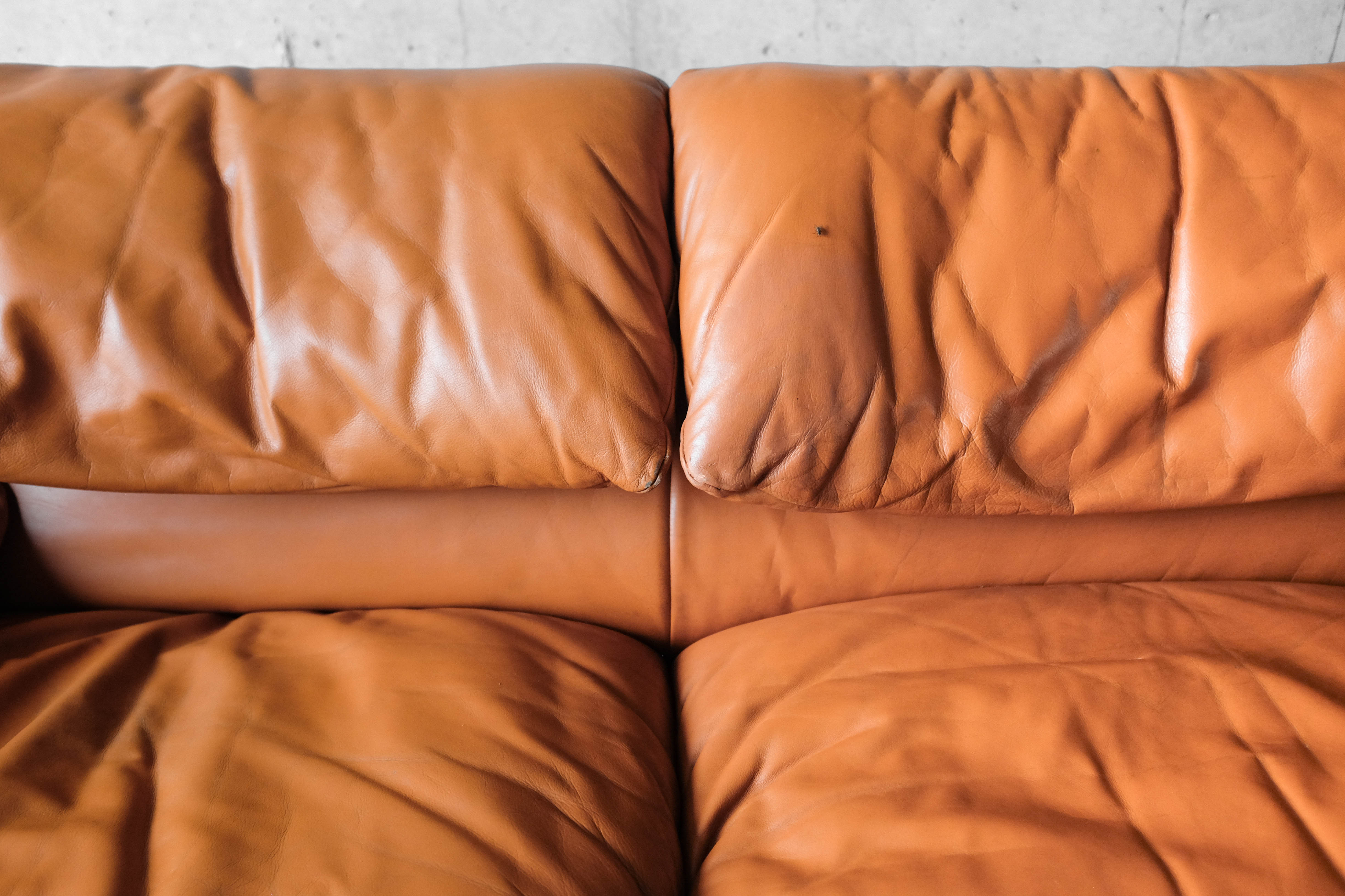 Sofa Maralunga leather camel 3 places, Vico Magistretti for Cassina