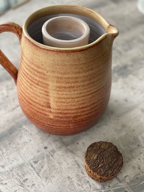 Sandstone pitcher with ice compartment
