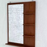 Scandinavian wooden mirror with integrated shelves