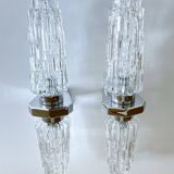 Pair of large vintage chrome glass wall lights