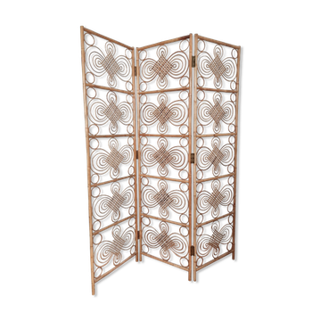 Paravent / cran de pice en rotin, style scandinave moderne, sudois, milieu des annes 1900