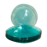 X6 turquoise glass plates Arcoroc-france-retro-cuisine-vintage