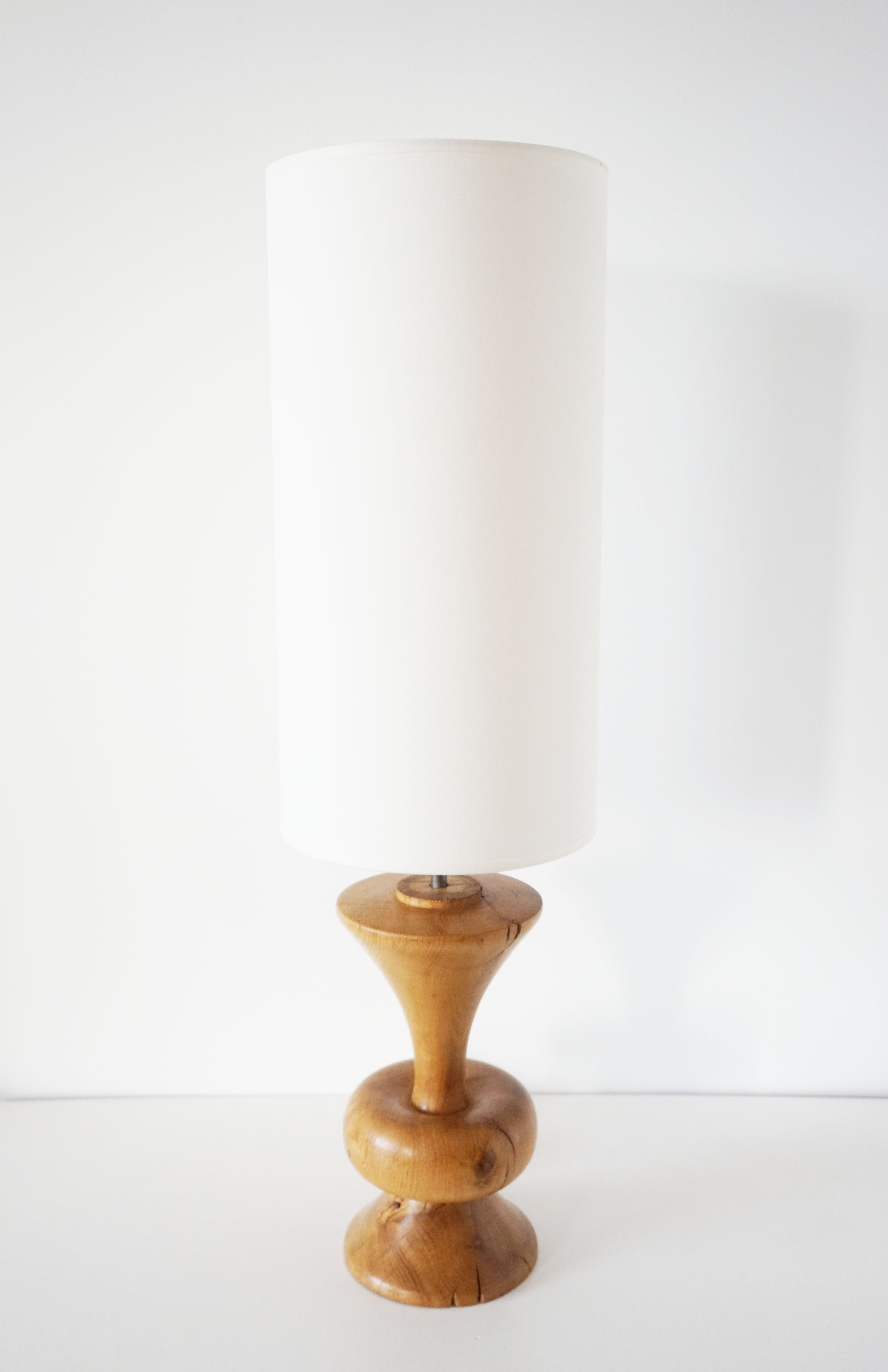 Large vintage turned wooden lamp