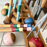 Old wooden croquet game