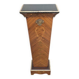 Colonne vintage en marqueterie bois de rose et Bronze, mid century