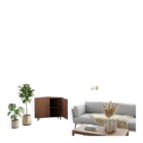 Corner console in walnut, 2-door sideboard, corner cabinet, line pattern.