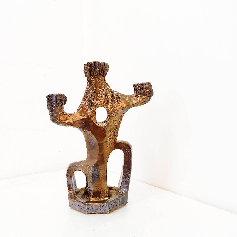 Sculptural ceramic candlestick by Walter Van Den Panhuyzen - 1970s