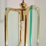 1940s brass and glass pendant light
