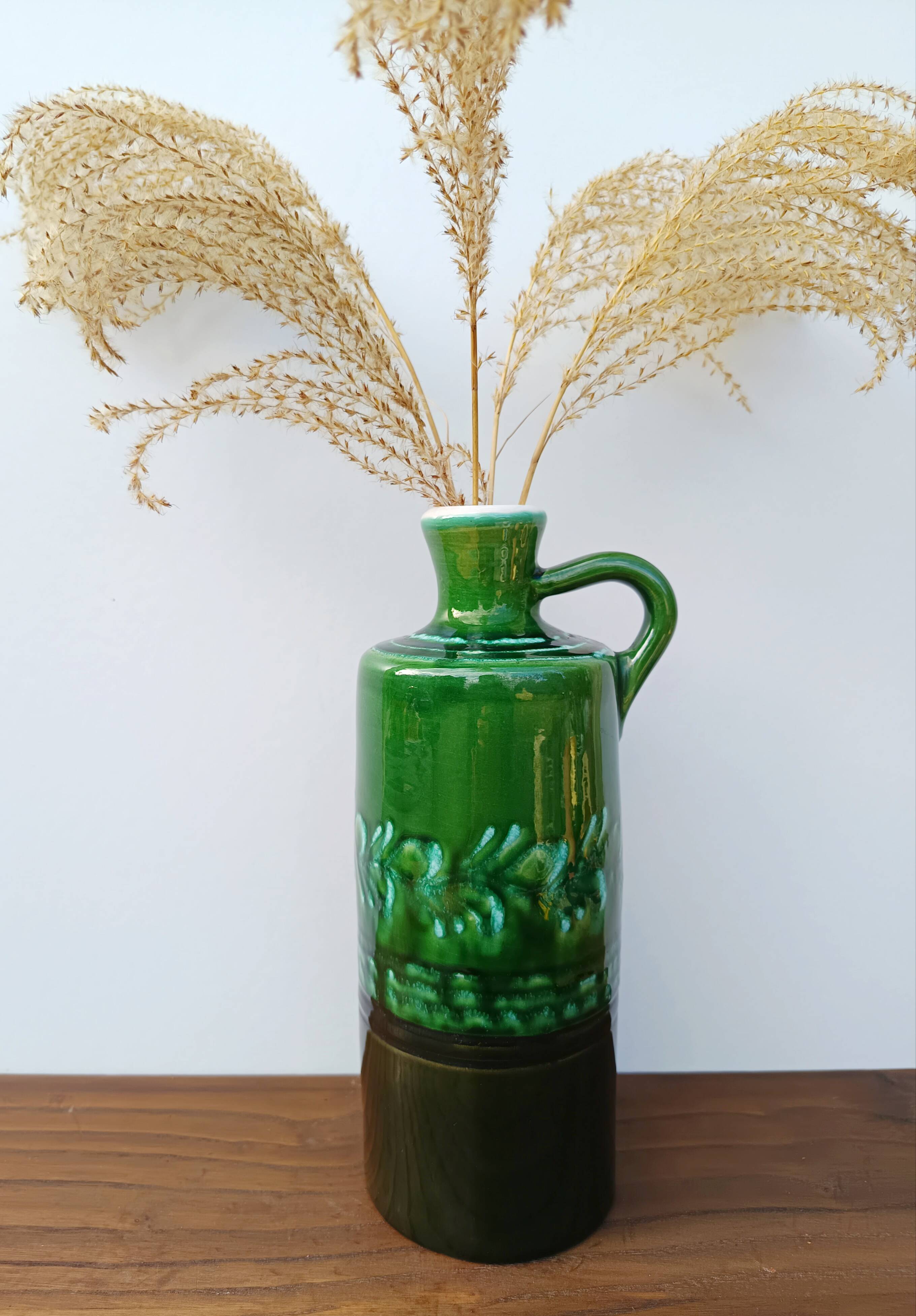 Bottle, vintage soliflore in enamelled terracotta