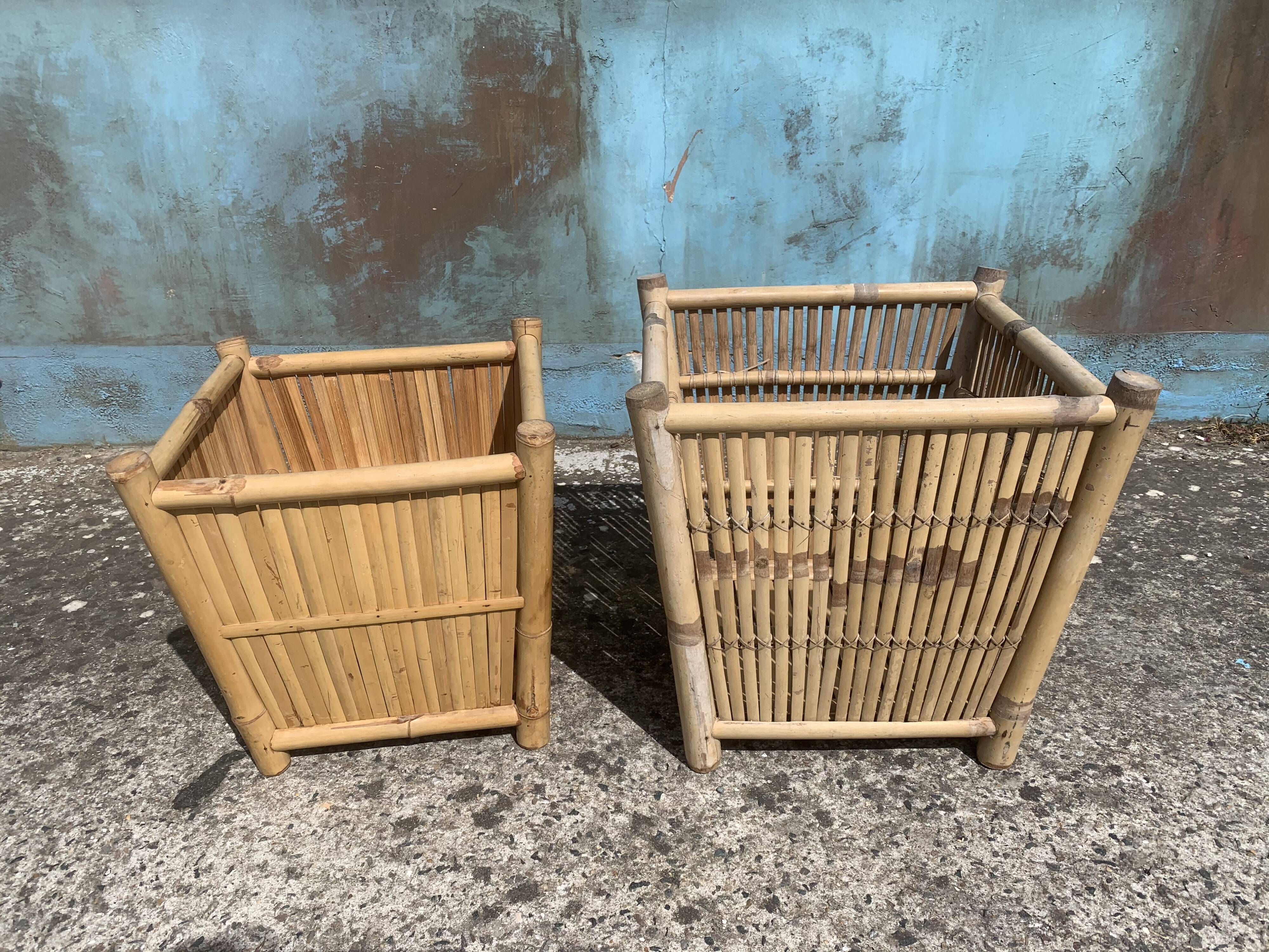 Lot of 2 bamboo pot covers