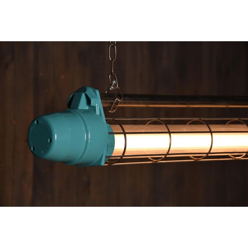 Industrial refurbished cage blue lamp