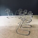 Mid-Century Modern Chrome Dining Chairs by Gastone Rinaldi, Italy, 1970s, Set of 6