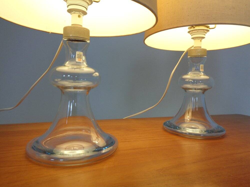 Glass table lamps by Michael Bang for Holmegaard, 1970s, set of 2.