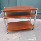 Trolley on wheels, wood and chrome, 1960-70