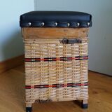 Fishing storage chest wicker fisherman's stool