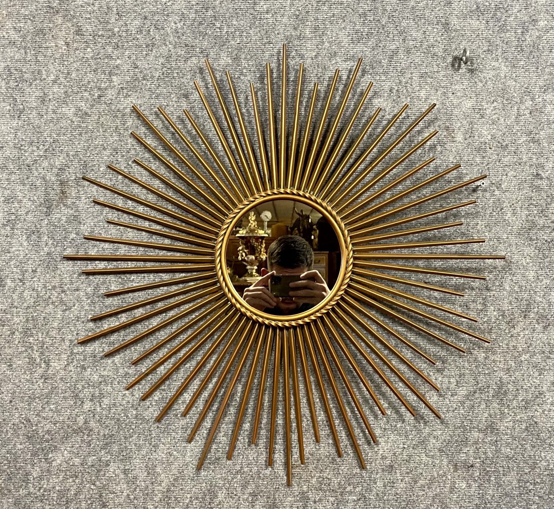 Chaty Vallauris sun mirror in brass and gilded bronze