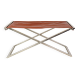 Stool Made In Brushed Steel With Cognac Leather By Michael Christensen