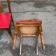 6 Art Deco dining chairs in solid wood and burgundy leather, 1950s