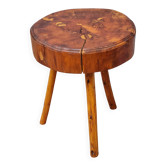 Rustic Handcrafted Solid Wood Side Table – 46cm